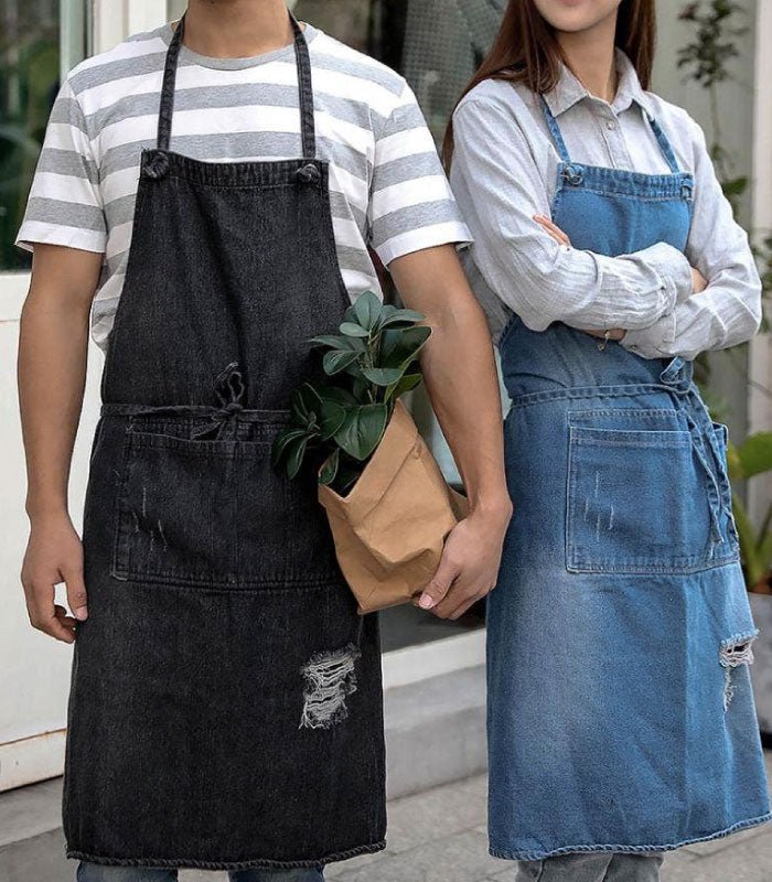 Washed Denim X-strap apron - BY THE PEOPLE SHOP