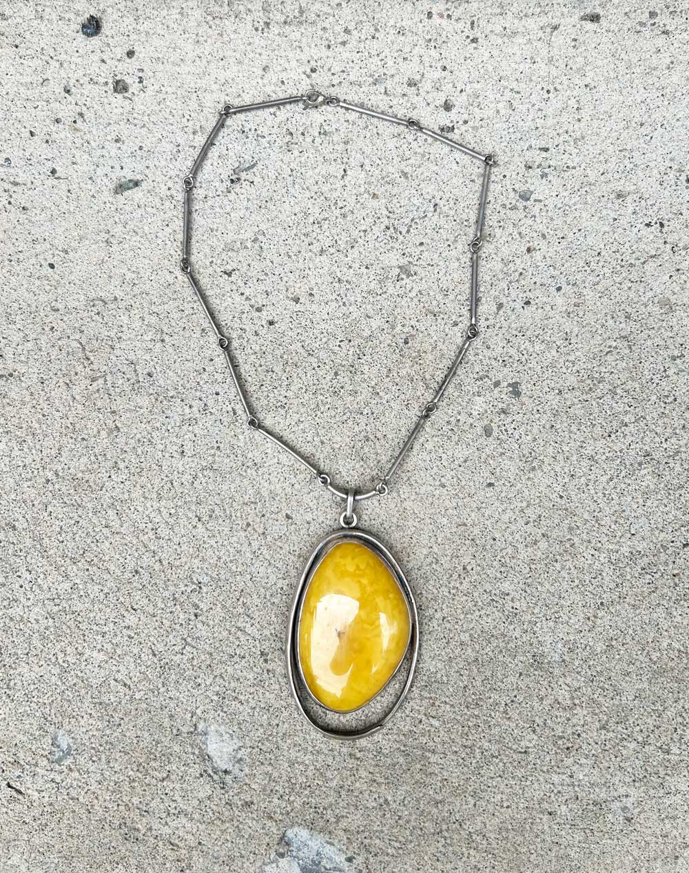Large Amber Rock Necklace